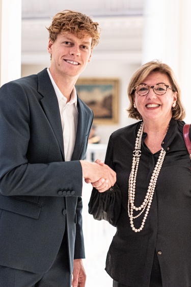 Jannik Sinner and GPE CEO Laura Frigenti.