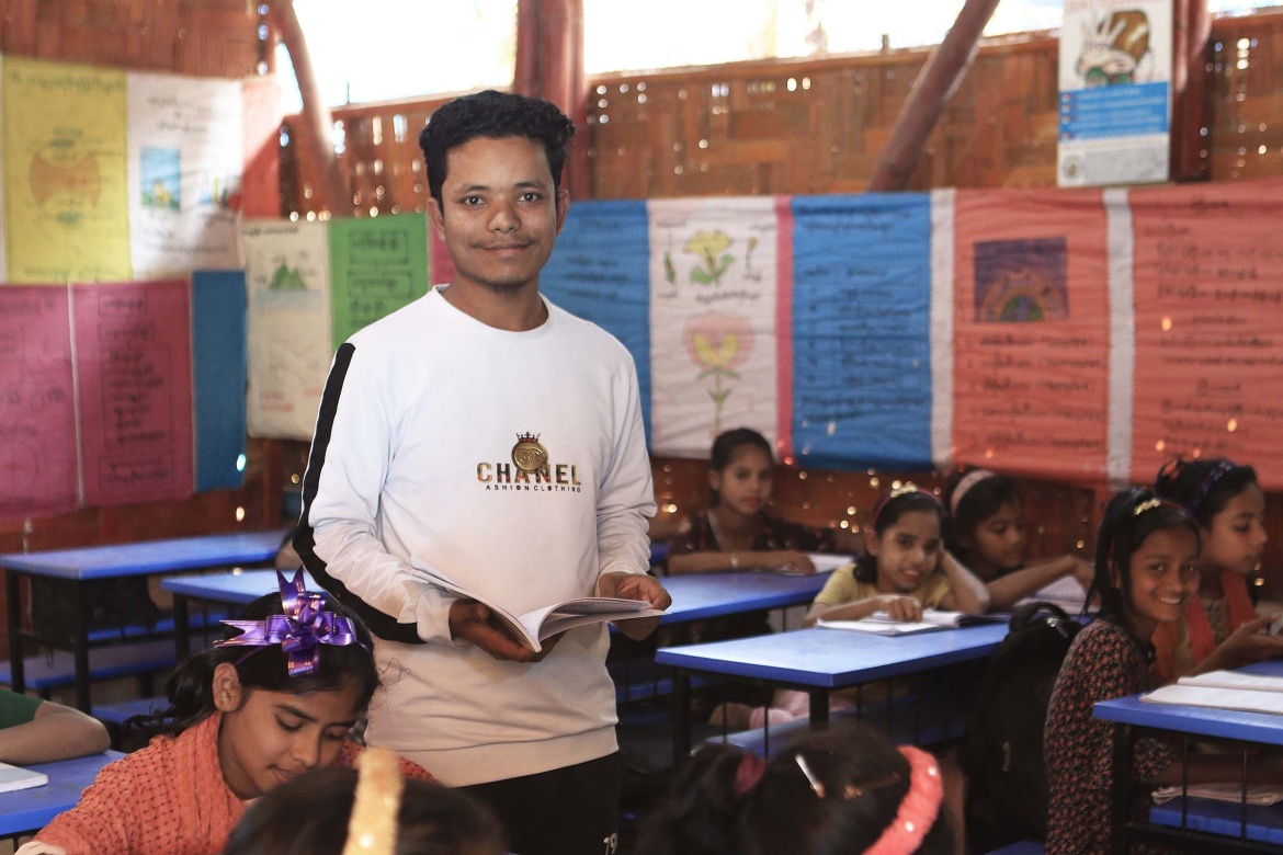 Mohammad Yunus is a teacher from the Rohingya community for Burmese and social studies. Credit: GPE/Salman Saeed